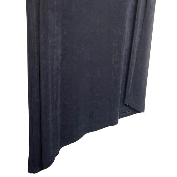 Chicos Travelers Womens Maxi Dress Size 4 (20/22) Black Slinky Knit Asymmetrical - Picture 3 of 6